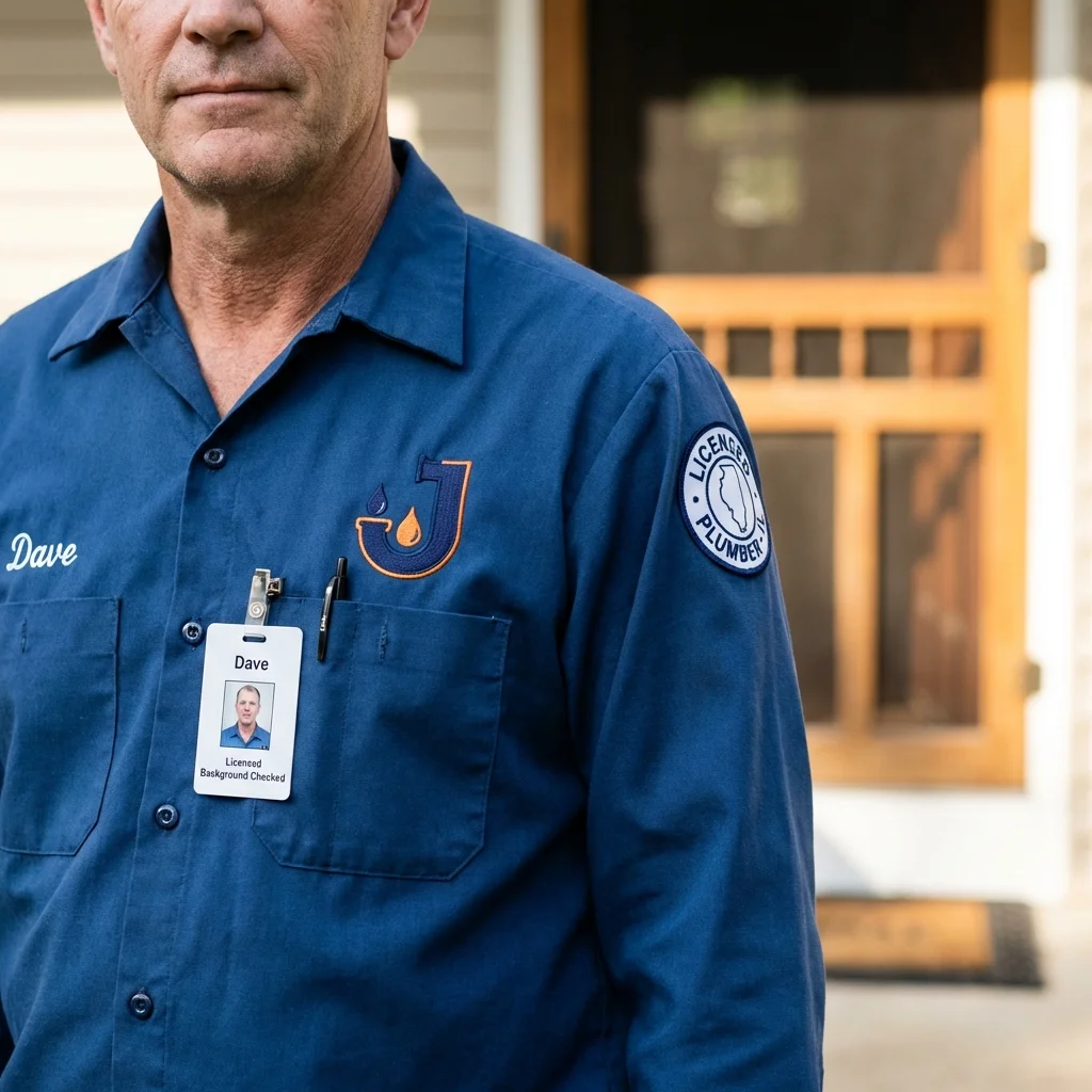 Licensed plumber showing ID badge in Fort Gibson, OK