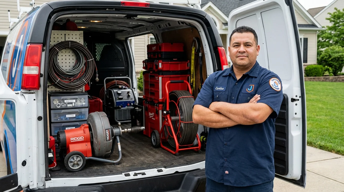 Professional drain cleaning equipment and Johns Plumbing LLC plumber in Fort Gibson
