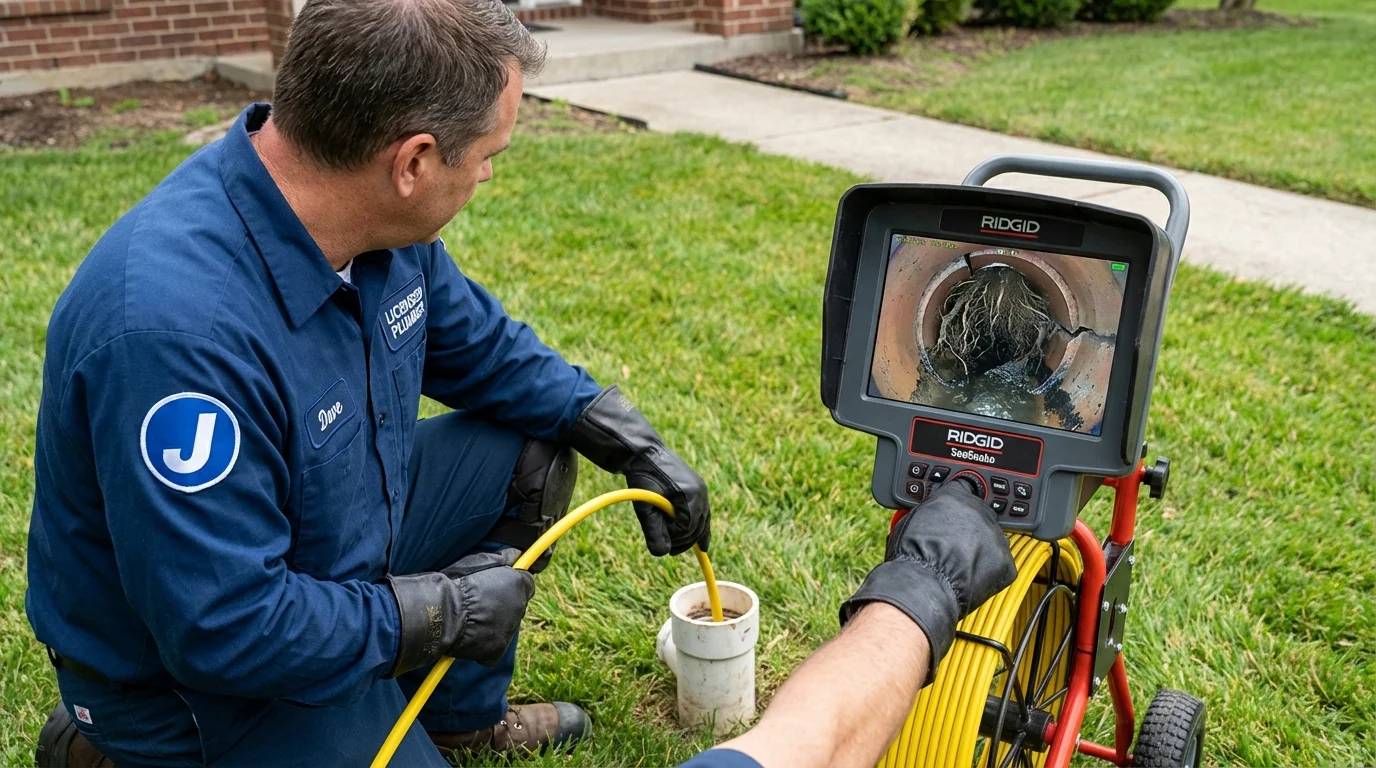 Sewer camera inspection being performed by Johns Plumbing LLC in Fort Gibson