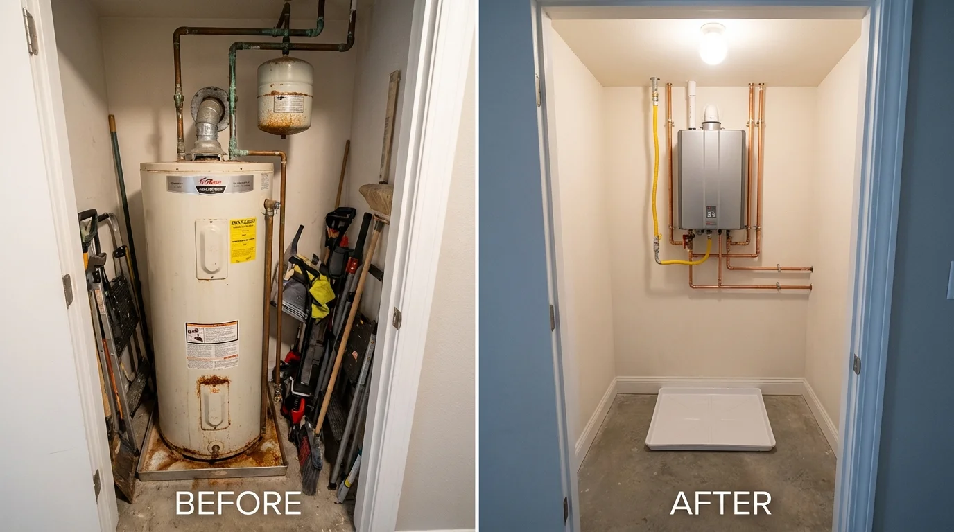 Tank water heater versus wall-mounted tankless unit comparison for Fort Gibson, OK homeowners